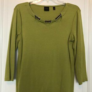 Women's M Lime Green Chain Collar Sweater Top